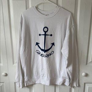 White Anchor Print crewneck